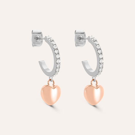 Orecchini A Cerchio Sunrise Acciaio Bicolore Bianco / Rosa Cristallo - Orecchini a Cerchio Donna | Stroili