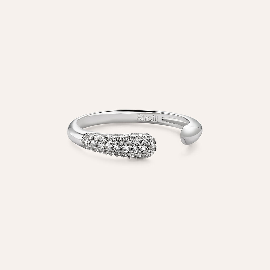 Anello Contrarie Silver Shine Argento Rodiato Cubic Zirconia - Anelli con Pietre Donna | Stroili