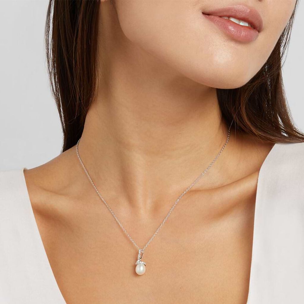 Collana Silver Pearls Argento Rodiato Cubic Zirconia
