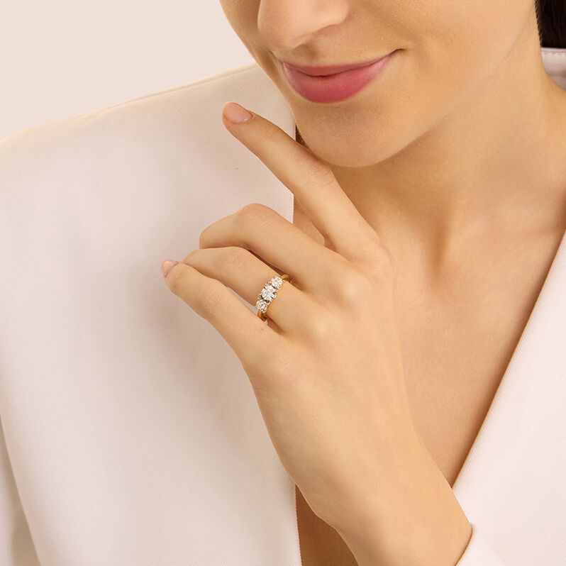 Anello Trilogy Petali Oro Giallo Diamante - Anelli con Pietre Donna | Stroili