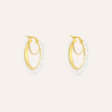 Orecchini A Cerchio Gabrielle Oro Giallo Perla D'Acqua Dolce - Orecchini a Cerchio Donna | Stroili