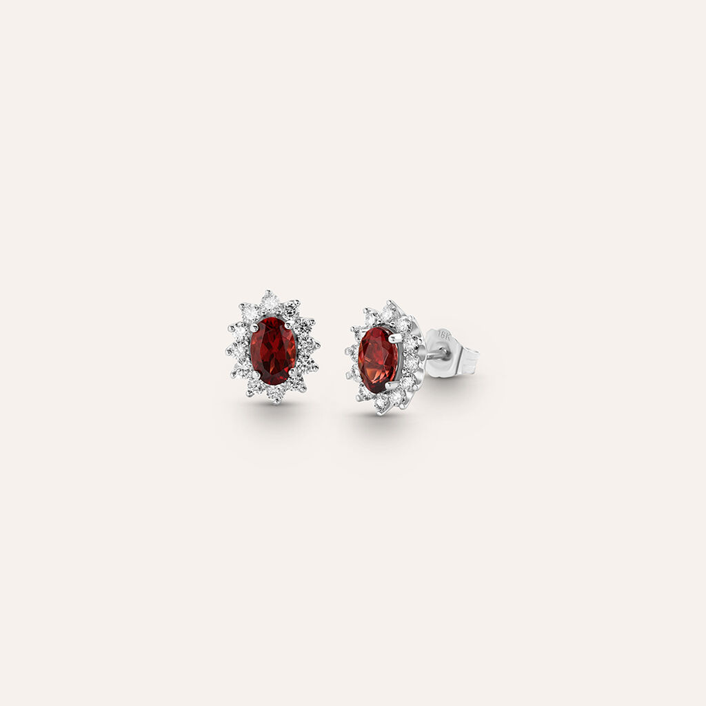 Orecchini Lobo Jasmine Oro Bianco Rodolite Diamante - Orecchini a Lobo Donna | Stroili