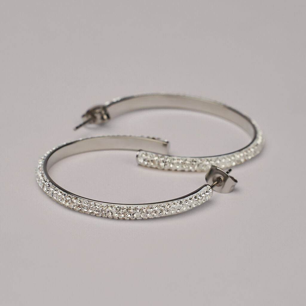 Orecchini A Cerchio Aura Acciaio Cristallo