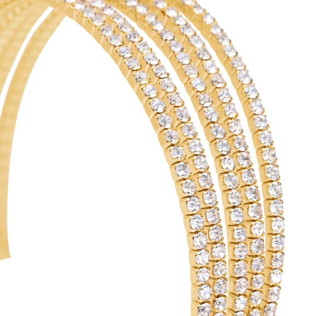 Bracciale rigido multifilo in metallo dorato con strass - Bracciali Donna | Stroili