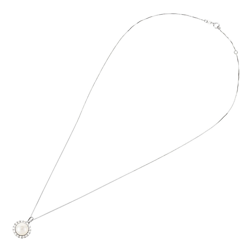 Collana Gabrielle Oro Bianco Perla D'Acqua Dolce Cubic Zirconia - Collane Donna | Stroili