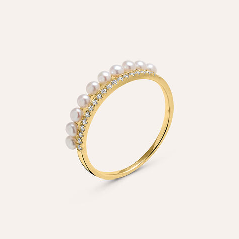 Anello Riviere Gabrielle Oro Giallo Perla D'Acqua Dolce Cubic Zirconia - Anelli Riviere Donna | Stroili