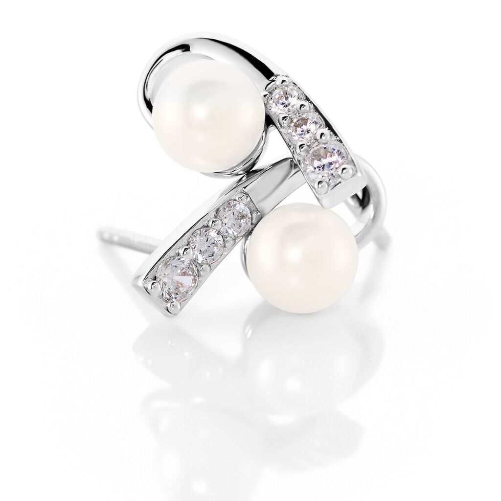 Orecchini Lobo Silver Pearls Argento Rodiato Perla sintentica Cubic Zirconia - Orecchini a Lobo Donna | Stroili