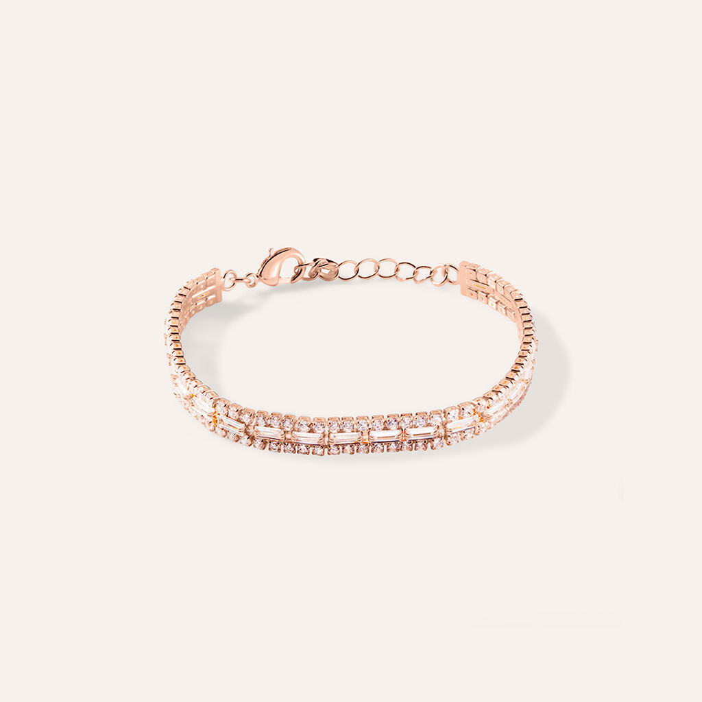 Bracciale Tennis Romantic Shine Metallo Rosa Cristallo