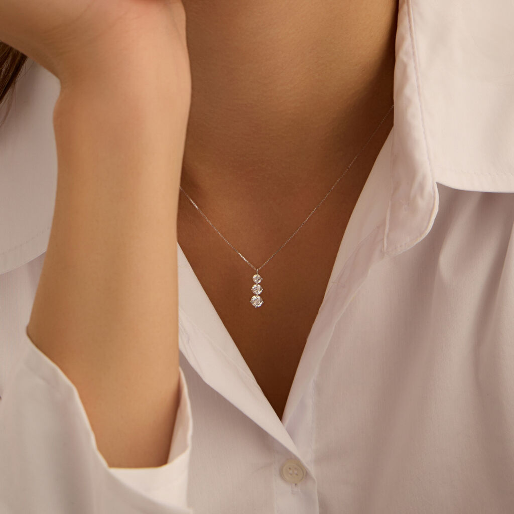 Collana Trilogy Claire Oro Bianco Cubic Zirconia