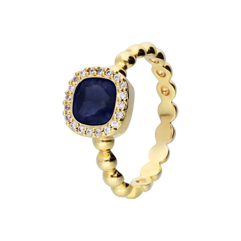 Anello placcato oro con pietra blu e zirconi - Anelli Donna | Stroili