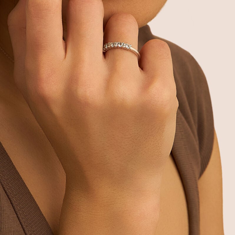Anello Riviere Am&eacute;lie Oro Bianco Topazio Cubic Zirconia - Anelli Riviere Donna | Stroili