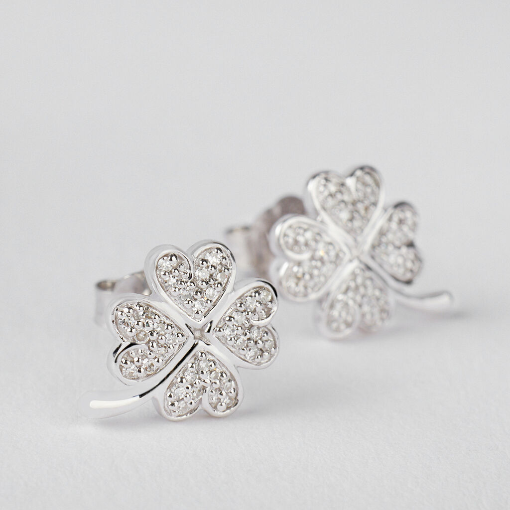 Orecchini Lobo Sophia Oro Bianco Diamante - Orecchini a Lobo Donna | Stroili