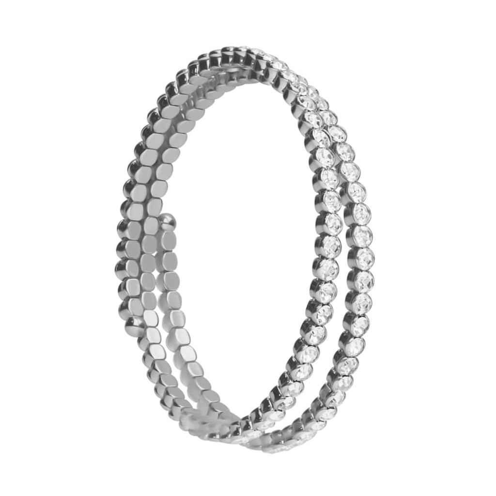 Bracciale bangle in metallo rodiato e cristalli