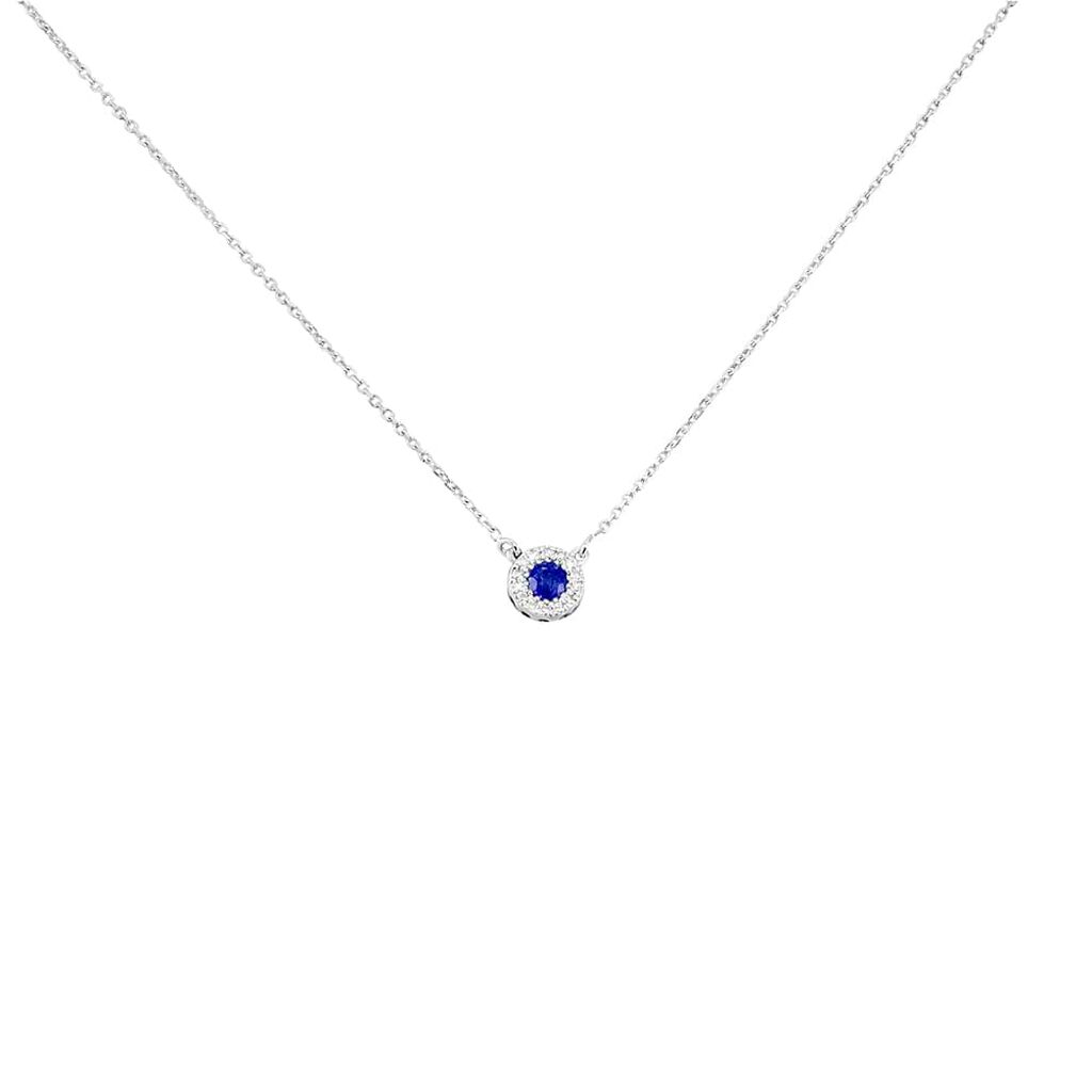 Collana Punto Luce Elizabeth Crown Oro Bianco Zaffiro Diamante