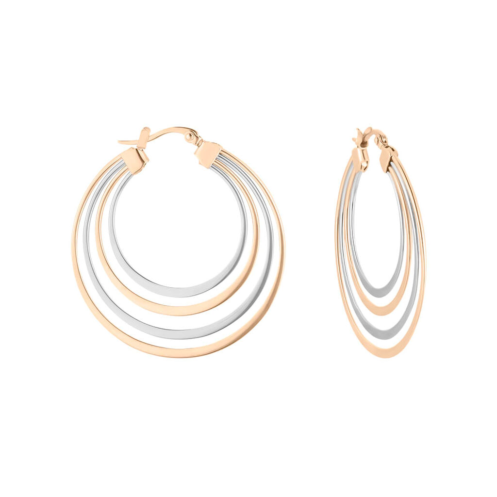Orecchini A Cerchio Lady Code Acciaio Bicolore Bianco / Rosa - Orecchini a Cerchio Donna | Stroili