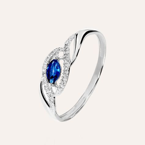 Anello Fascia Charlotte Oro Bianco Zaffiro Diamante - Anelli con Pietre Donna | Stroili