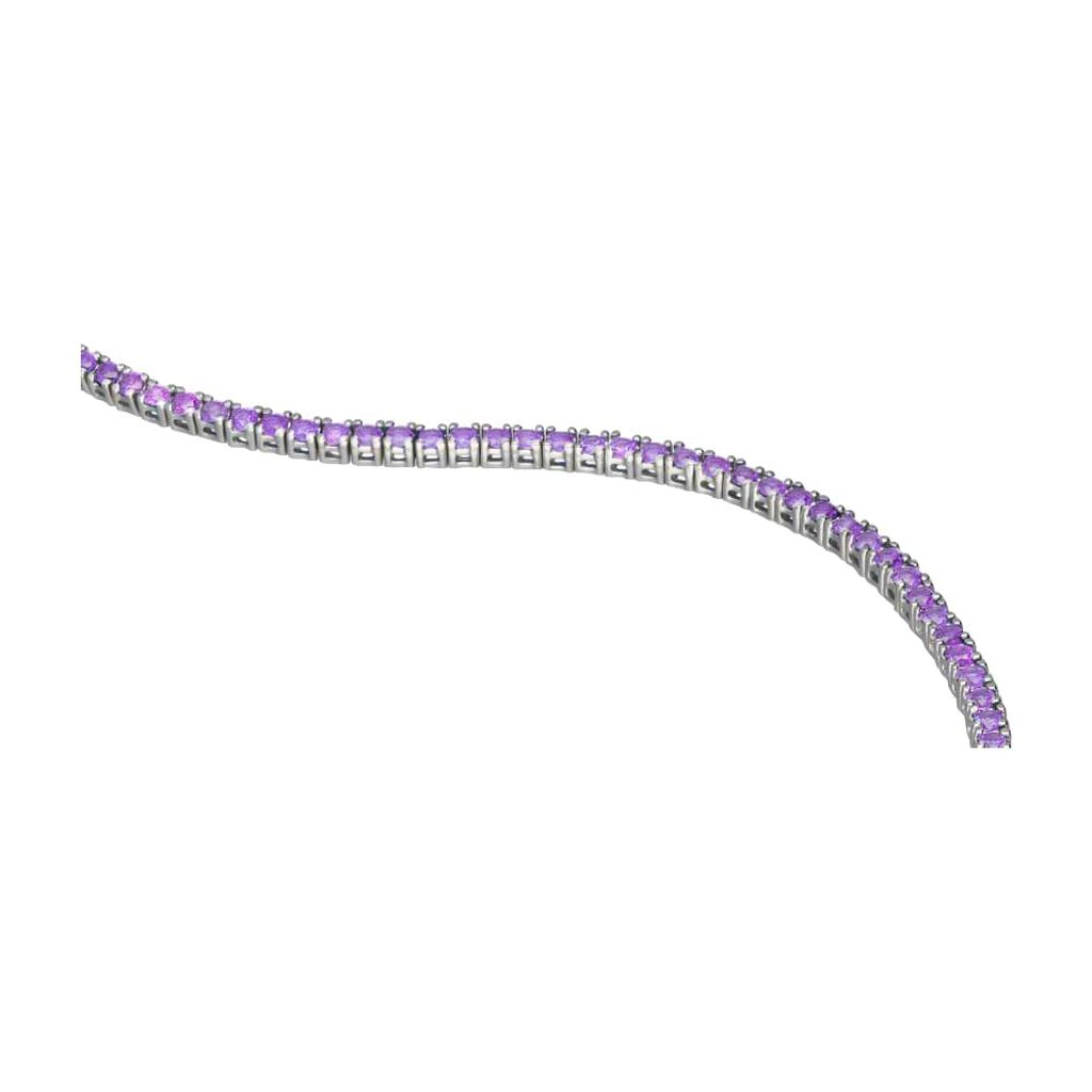 Bracciale tennis in argento con zirconi viola