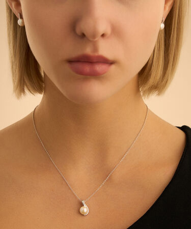 Collana Silver Pearls Argento Rodiato Cubic Zirconia Perla sintetica