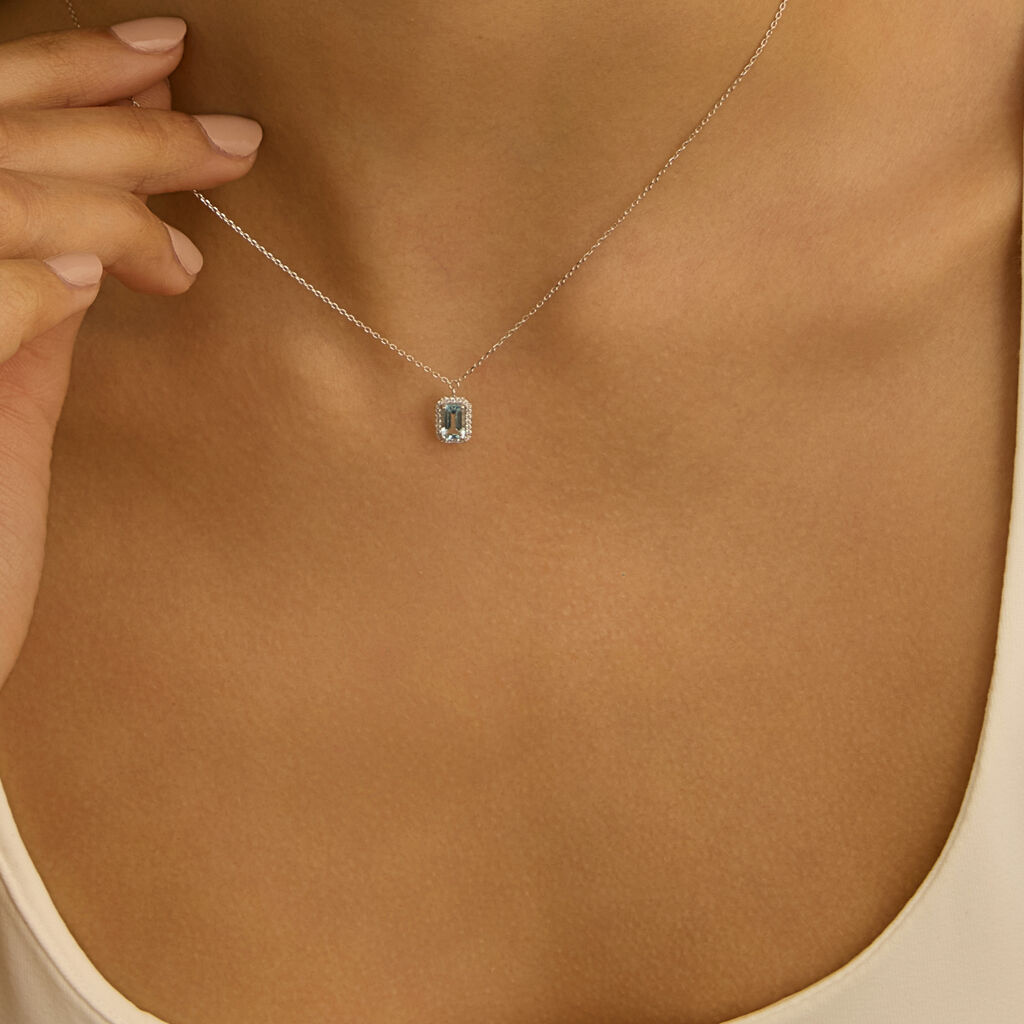 Collana Amélie Oro Bianco Topazio Cubic Zirconia