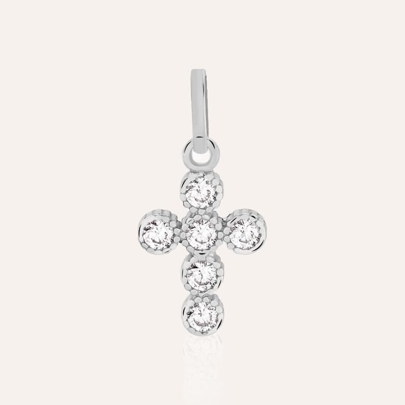 Ciondolo Croce in oro bianco e zirconiCiondolo Angelo in oro giallo - Ciondoli Donna | Stroili