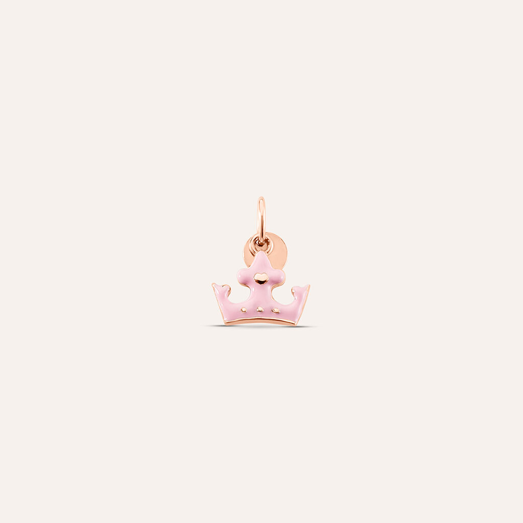 Charm in argento rosato e smalto corona - Charms Donna | Stroili