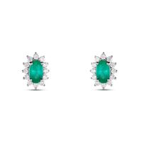 Orecchini Lobo Charlotte Oro Bianco Smeraldo Diamante