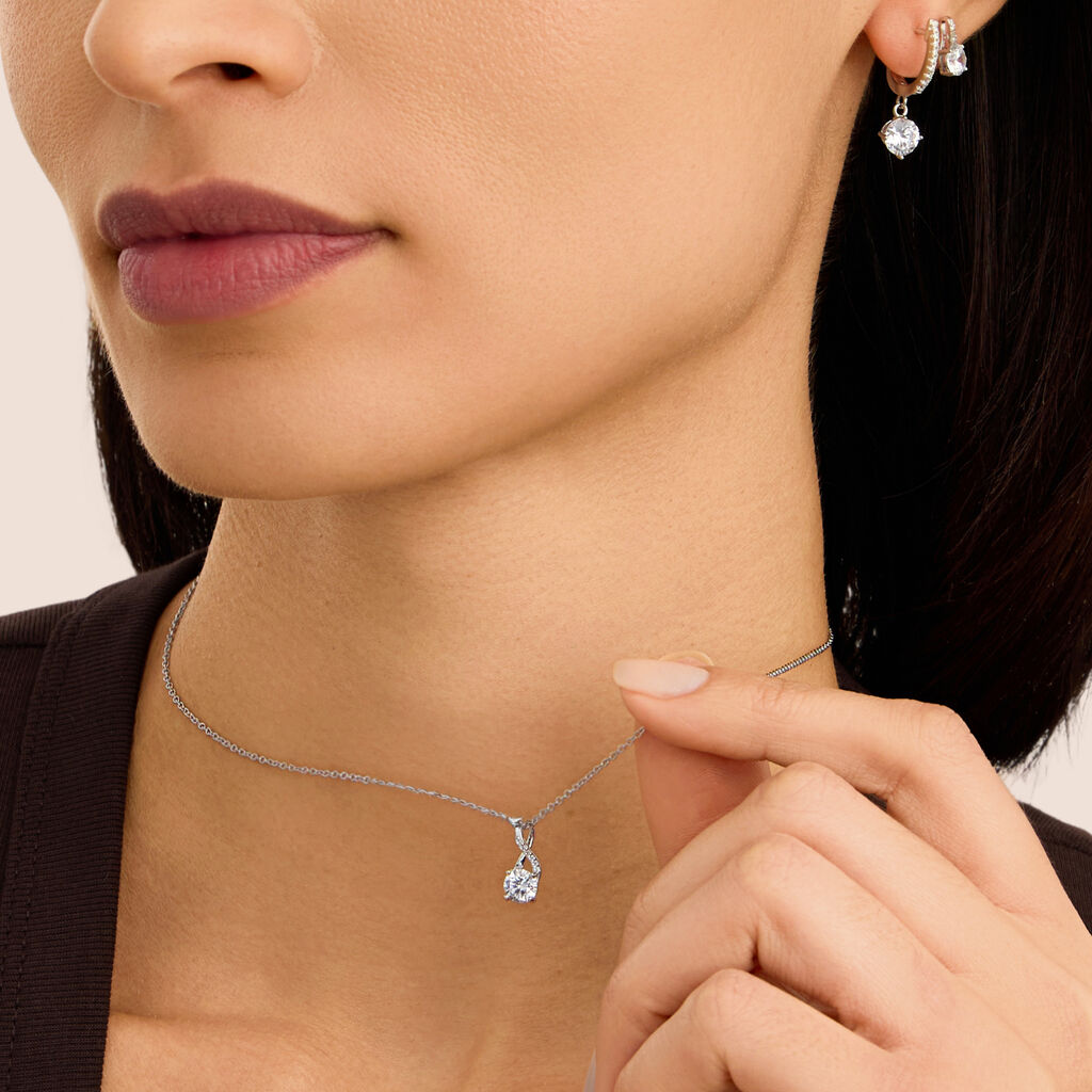 Orecchini Lobo Silver Elegance Argento Rodiato Cubic Zirconia