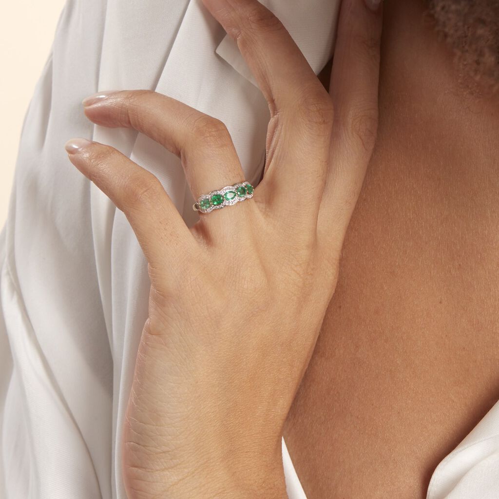 Anello Fascia Charlotte Oro Giallo Smeraldo Diamante - Anelli con Pietre Donna | Stroili