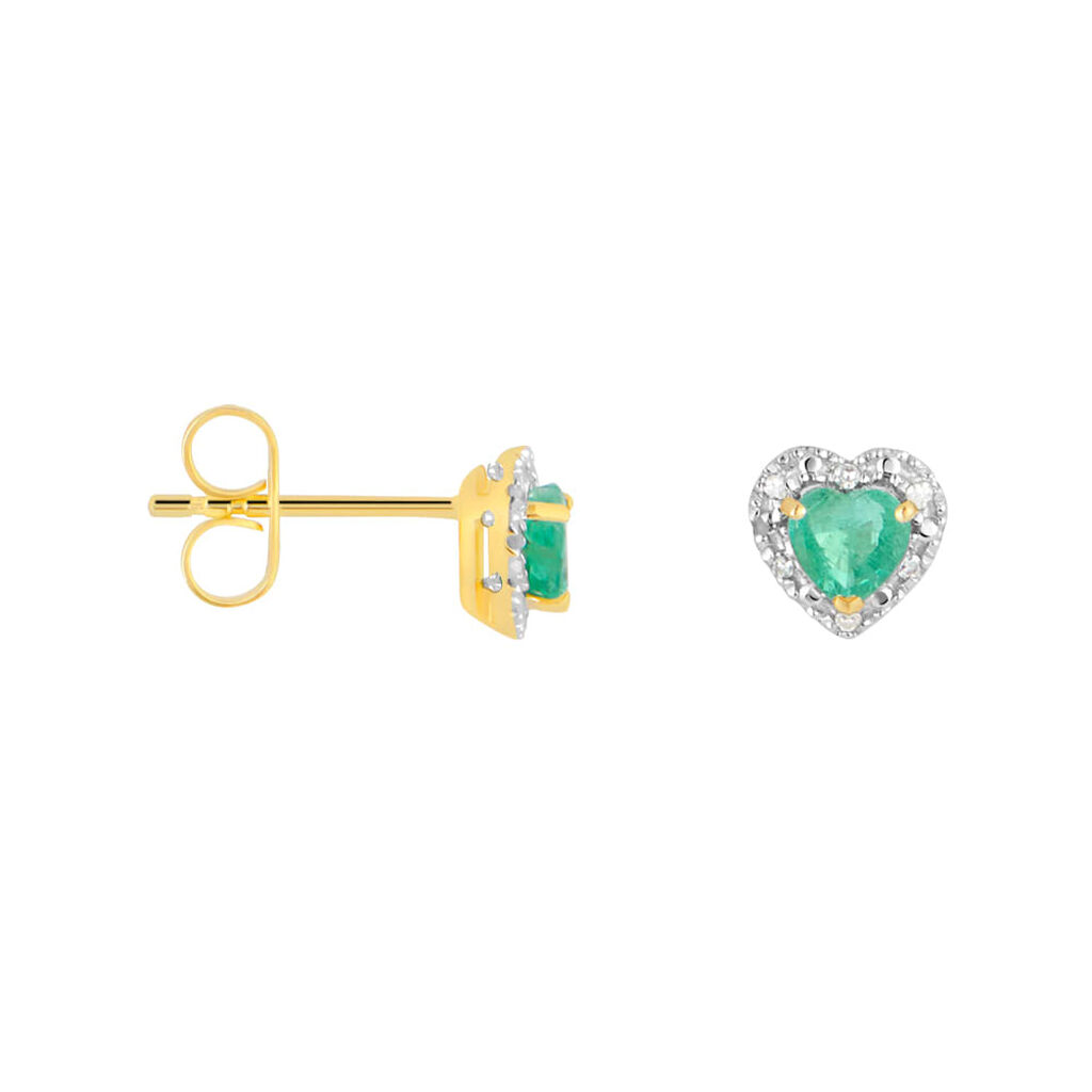 Orecchini Lobo Charlotte Oro Giallo Smeraldo Diamante - Orecchini a Lobo Donna | Stroili