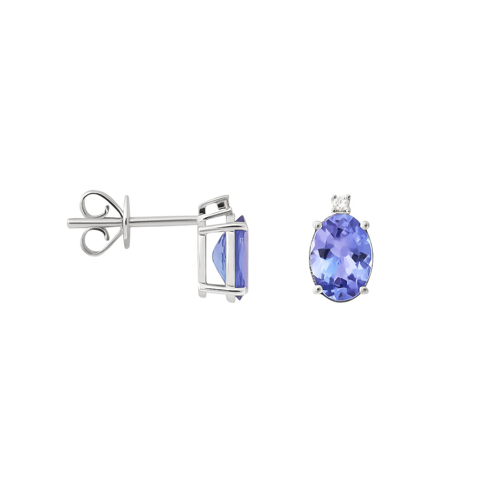 Orecchini Lobo Punto Luce Jasmine Oro Bianco Tanzanite Diamante - Orecchini a Lobo Donna | Stroili