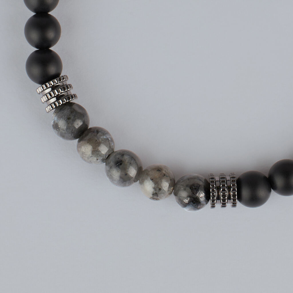 Bracciale Man Code Ottone Nero Labradorite