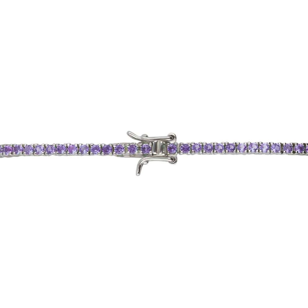 Bracciale tennis in argento con zirconi viola