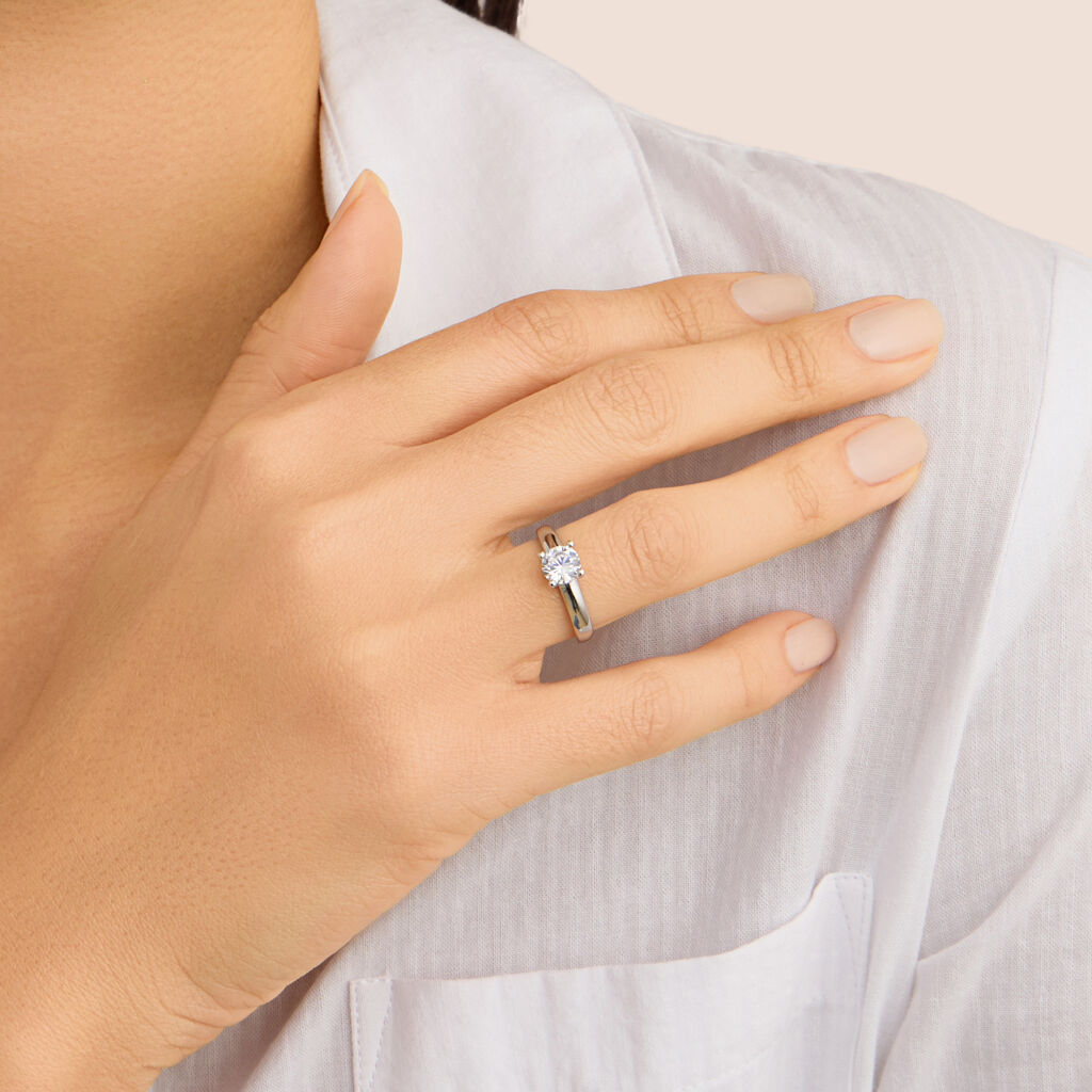 Anello Solitario Silver Elegance Argento Rodiato Cubic Zirconia