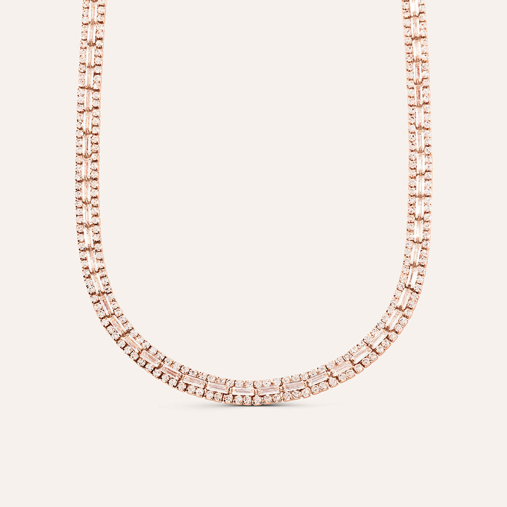 Collana Tennis Romantic Shine Metallo Rosa Cristallo