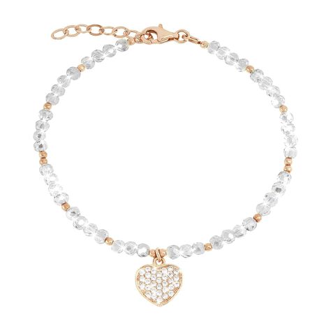 Bracciale cuore in argento zirconi e cristalli - Bracciali Amicizia Donna | Stroili