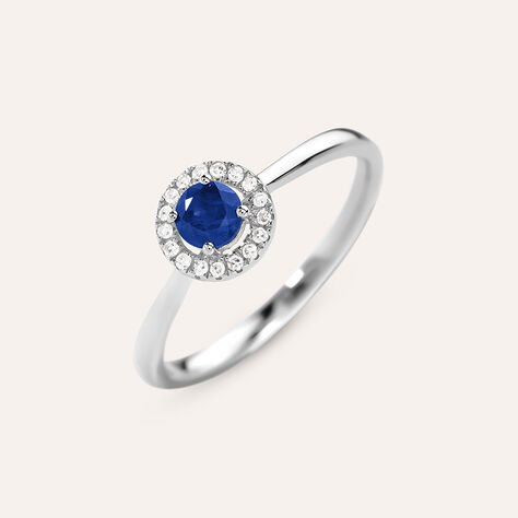 Anello Solitario Charlotte Oro Bianco Zaffiro Diamante - Anelli con Pietre Donna | Stroili