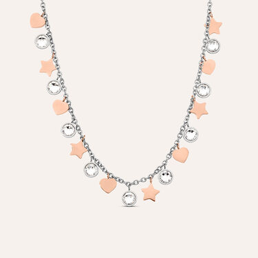 Collana Sunrise Acciaio Bicolore Bianco / Rosa Cristallo