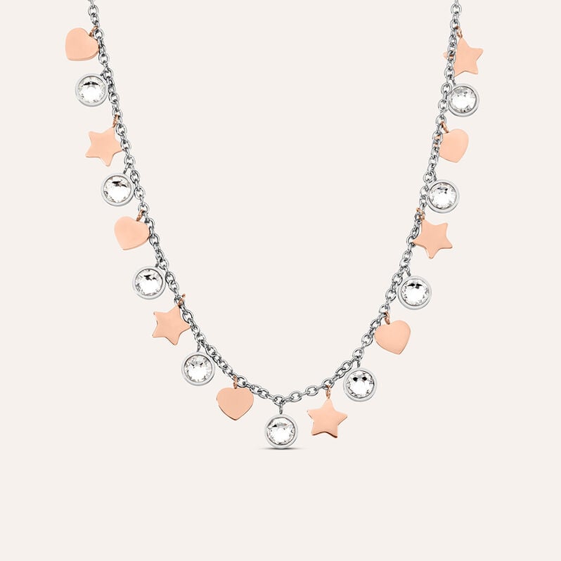Collana Sunrise Acciaio Bicolore Bianco / Rosa Cristallo - Collane Donna | Stroili