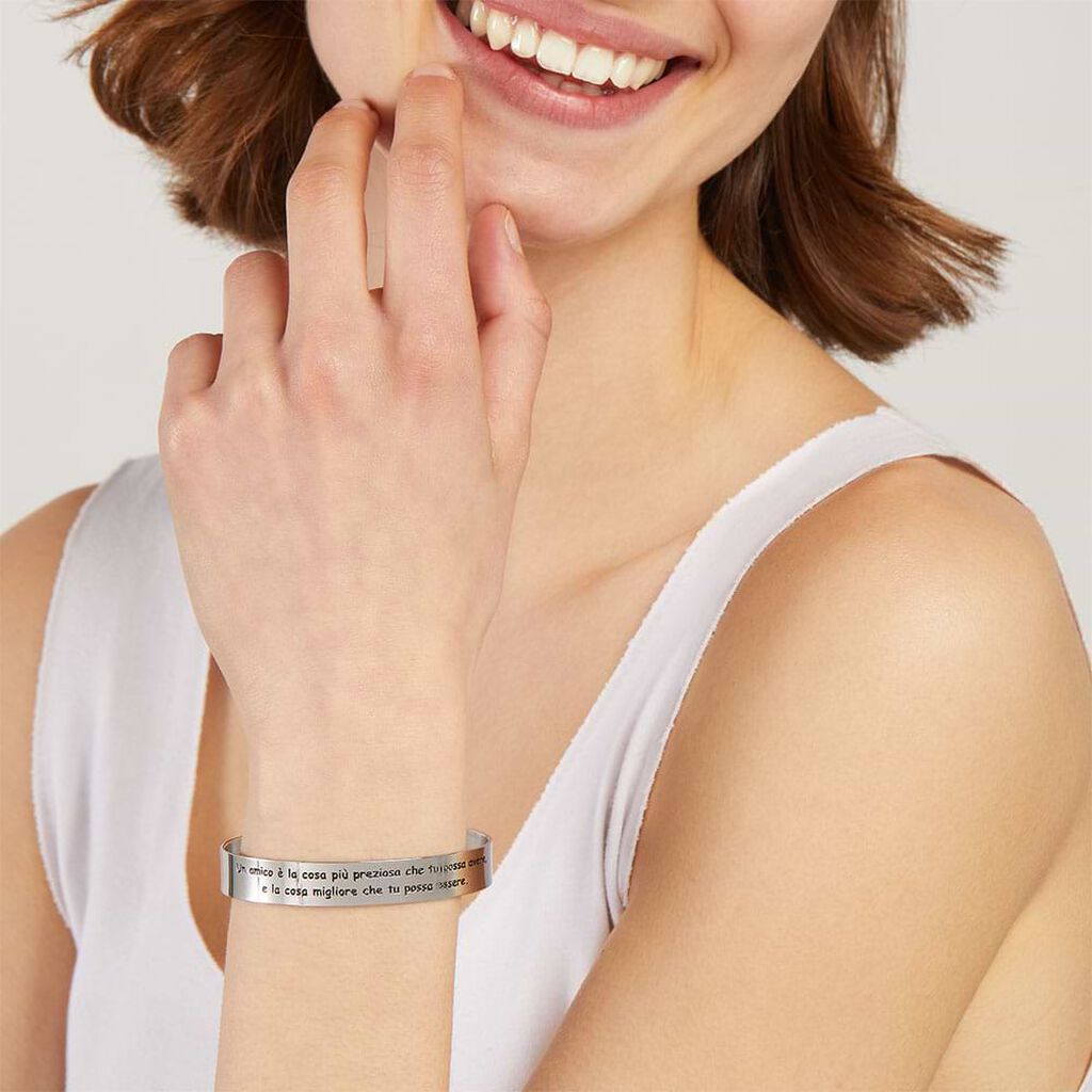 Bangle Lady Message Acciaio Cristallo - Bracciali Rigidi Donna | Stroili
