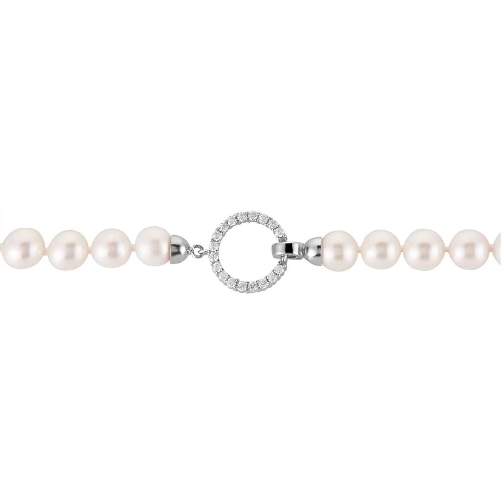 Collana Gabrielle Oro Bianco Perla D'Acqua Dolce Cubic Zirconia - Collane Donna | Stroili
