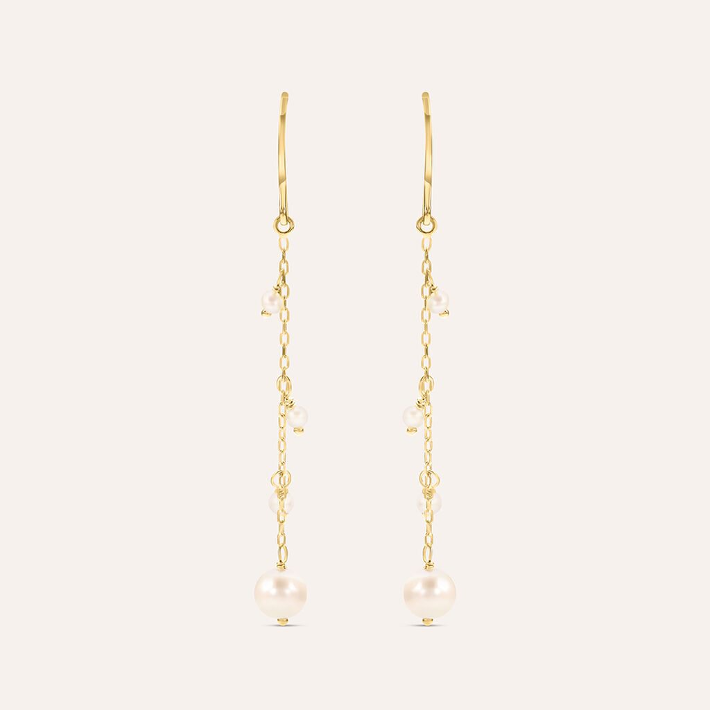 Orecchini Pendenti Gabrielle Oro Giallo Perla D'Acqua Dolce