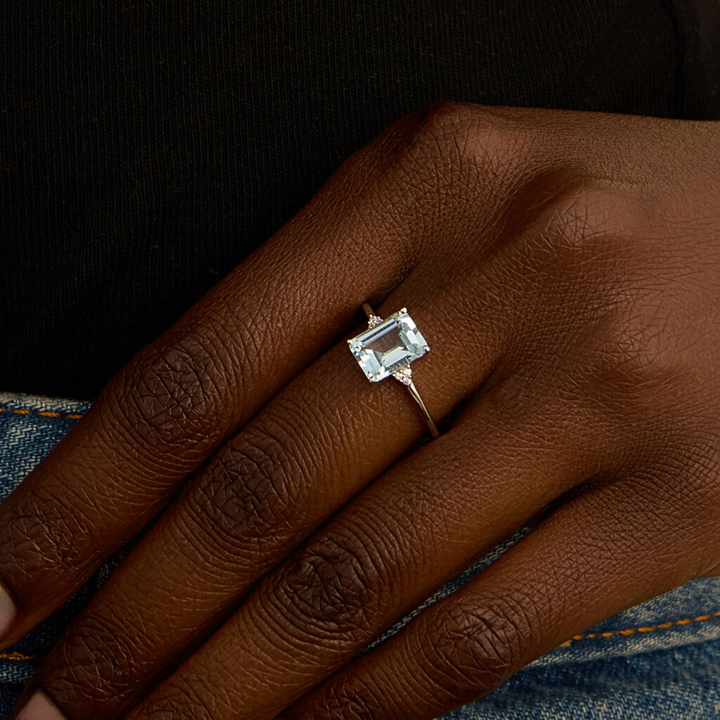 Anello Solitario Amélie Oro Bianco Topazio Cubic Zirconia