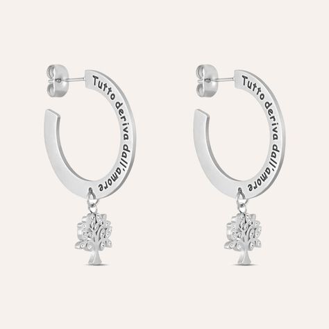 Orecchini A Cerchio Sunrise Acciaio Cristallo - Orecchini a Cerchio Donna | Stroili