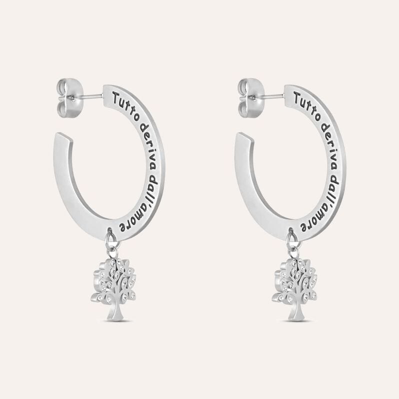 Orecchini A Cerchio Sunrise Acciaio Cristallo - Orecchini a Cerchio Donna | Stroili