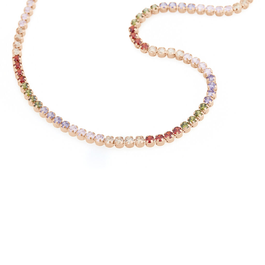 Collana Tennis Silver Rainbow Argento Rosa Cubic Zirconia