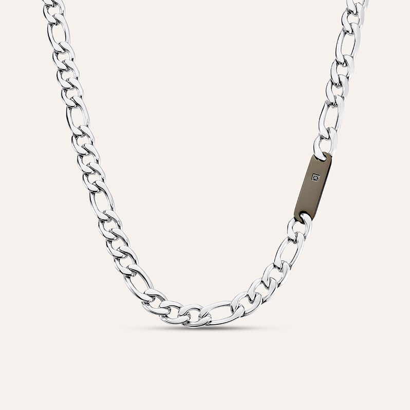 Collana Man Code Acciaio Bicolore Bianco / Nero Cubic Zirconia - Collane Uomo | Stroili