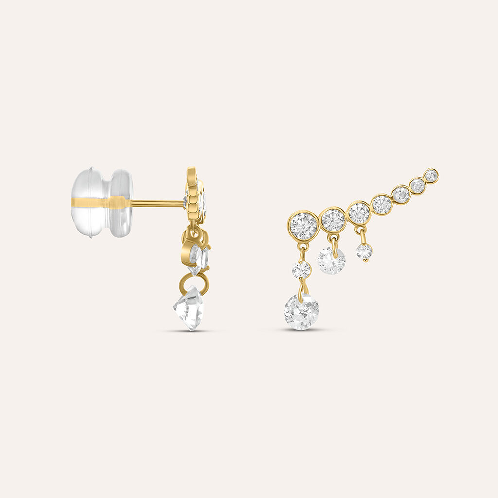 Orecchini Lobo Bon Ton Oro Giallo Cubic Zirconia