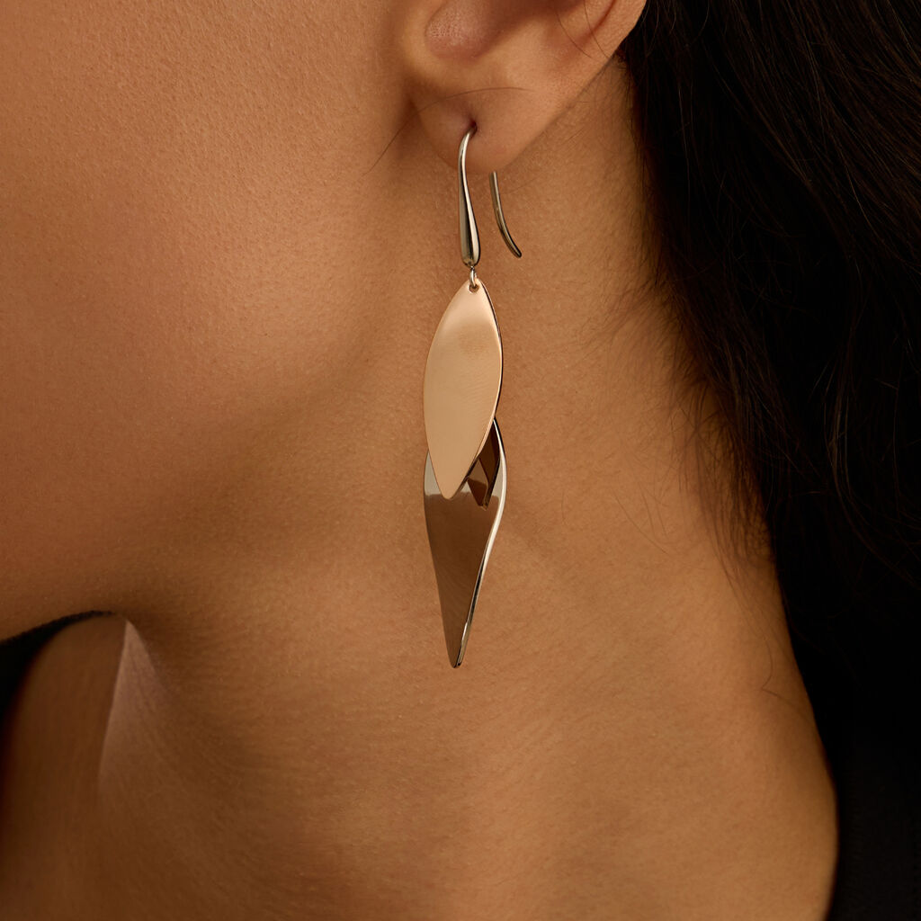 Orecchini Pendenti Lady Code Acciaio Bicolore Bianco / Rosa - Orecchini Pendenti Donna | Stroili