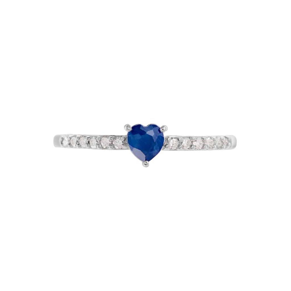 Anello Solitario Charlotte Oro Bianco Zaffiro Diamante - Anelli con Pietre Donna | Stroili