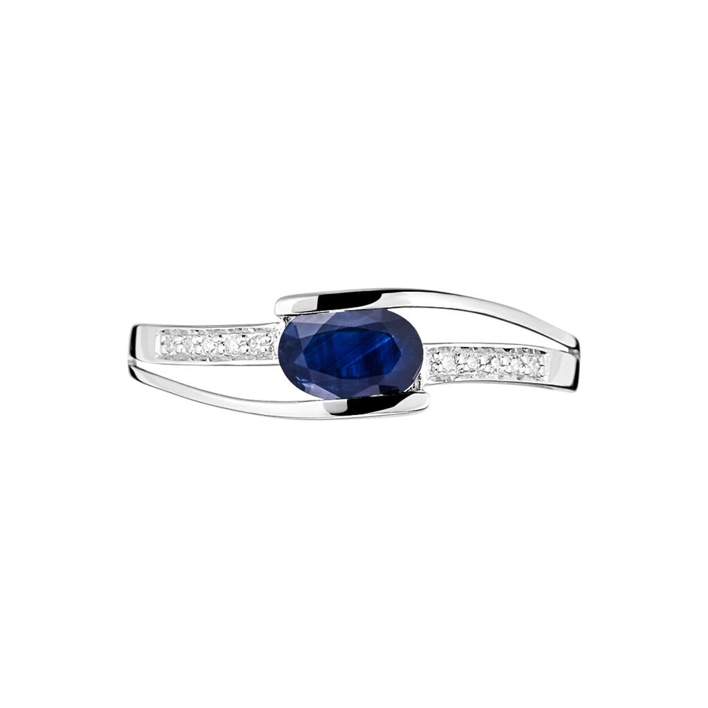 Anello Charlotte Oro Bianco Zaffiro Diamante - Anelli con Pietre Donna | Stroili